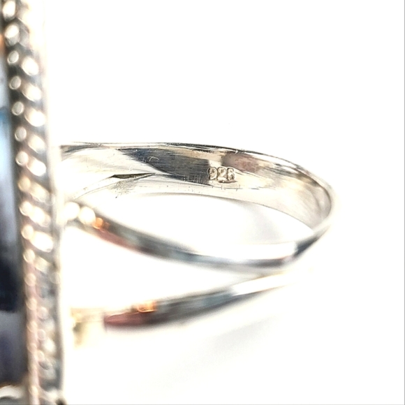 Sterling Silver Rare Cinnabar Triangle Ring Size 7.5 - Picture 13 of 14